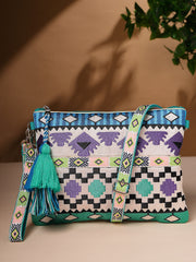 Tribal Acrylic Jacquard Ethnic Motifs Embroidered Sling Bag