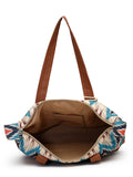 Rangoli Leaf Motif Printed Cotton Canvas Tote Bag