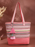 Eco- friendly Cotton Canvas Striped Jacquard Tote Bag