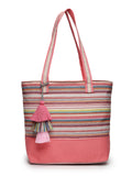 Eco- friendly Cotton Canvas Striped Jacquard Tote Bag