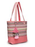 Eco- friendly Cotton Canvas Striped Jacquard Tote Bag