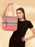 Eco- friendly Cotton Canvas Striped Jacquard Tote Bag