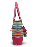 Eco- friendly Cotton Canvas Striped Jacquard Tote Bag