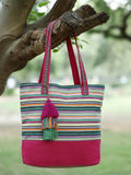 Eco- friendly Cotton Canvas Striped Jacquard Tote Bag