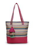 Eco- friendly Cotton Canvas Striped Jacquard Tote Bag