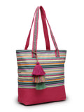 Eco- friendly Cotton Canvas Striped Jacquard Tote Bag