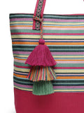 Eco- friendly Cotton Canvas Striped Jacquard Tote Bag