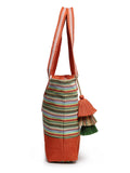 Eco- friendly Cotton Canvas Striped Jacquard Tote Bag