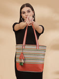 Eco- friendly Cotton Canvas Striped Jacquard Tote Bag