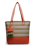 Eco- friendly Cotton Canvas Striped Jacquard Tote Bag