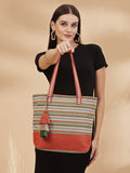 Eco- friendly Cotton Canvas Striped Jacquard Tote Bag