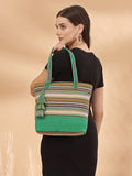 Eco- friendly Cotton Canvas Striped Jacquard Tote Bag