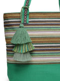 Eco- friendly Cotton Canvas Striped Jacquard Tote Bag