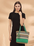 Eco- friendly Cotton Canvas Striped Jacquard Tote Bag