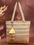 Eco- friendly Cotton Canvas Striped Jacquard Tote Bag