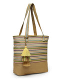 Eco- friendly Cotton Canvas Striped Jacquard Tote Bag