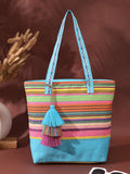 Eco- friendly Cotton Canvas Striped Jacquard Tote Bag