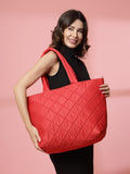 Uno Quilted Polyester Diamond Self Design Handheld Bag