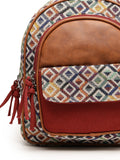 Tribal Diamond Jacquard Cotton & Vegan Leather Backpack