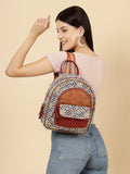 Tribal Diamond Jacquard Cotton & Vegan Leather Backpack