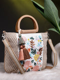 Kooky Floral Embroidered Cotton Jacquard Handheld Bag