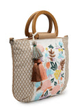 Kooky Floral Embroidered Cotton Jacquard Handheld Bag