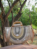 Boho Ethnic Embellished Cotton Jacquard Handheld Bag