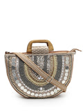 Boho Ethnic Embellished Cotton Jacquard Handheld Bag