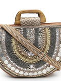 Boho Ethnic Embellished Cotton Jacquard Handheld Bag