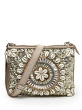 Boho Seashell Embellished Cotton Jacquard Sling Bag