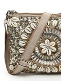 Boho Seashell Embellished Cotton Jacquard Sling Bag