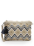 Boho Chevron Embellished Cotton Jacquard Sling Bag