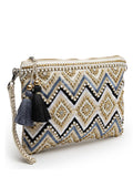 Boho Chevron Embellished Cotton Jacquard Sling Bag