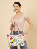 Lush Floral Embroidered Cotton Jacquard Tote Bag