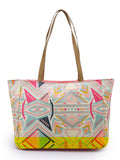 Lush Floral Embroidered Cotton Jacquard Tote Bag