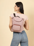 Geometric Quilted Polyester Backpack