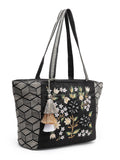 Lush Floral Embroidered Cotton Jacquard Tote Bag