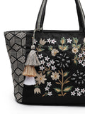 Lush Floral Embroidered Cotton Jacquard Tote Bag