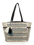 Boho Striped Cotton Jacquard Tote Bag