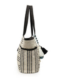 Boho Striped Cotton Jacquard Tote Bag