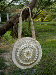 Sisal Mandala Embellished Jute Tote Bag