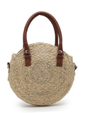 Sisal Floral Embroidered Jute & Vegan Leather Handheld Bag