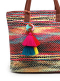 Boho Woven Striped Cotton Acrylic Tote Bag