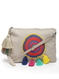 Boho Crochet Embellished Cotton Canvas Sling Bag