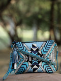 Kooky Geometric Embellished Cotton Canvas Sling Bag