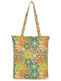 Eco-Friendly Multicolor Floral Printed Cotton Canvas Shopping Bags (Pack of 3)