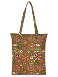 Eco-Friendly Multicolor Floral Printed Cotton Canvas Shopping Bags (Pack of 3)