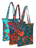 Eco-Friendly Multicolor Floral Printed Cotton Canvas Shopping Bags (Pack of 3)