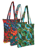 Eco-Friendly Multicolor Floral Printed Cotton Canvas Shopping Bags (Pack of 3)