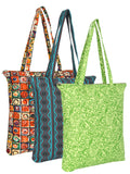 Eco-Friendly Multicolor Floral Printed Cotton Canvas Shopping Bags (Pack of 3)